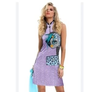 Jamie Sadock Purple and Blue Artistic Mini Dress